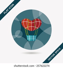 Valentine's Day hot air ballon flat icon with long shadow,eps10