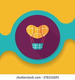 Valentine's Day hot air ballon flat icon with long shadow,eps10
