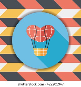 Valentine's Day hot air ballon flat icon with long shadow,eps10