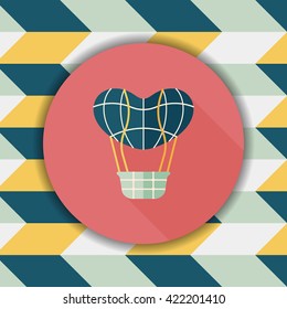 Valentine's Day hot air ballon flat icon with long shadow,eps10