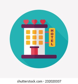 Valentine's day hotel flat icon with long shadow,eps10