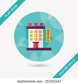 Valentine's day hotel flat icon with long shadow,eps10