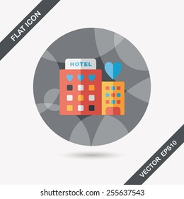 Valentine's day hotel flat icon with long shadow,eps10