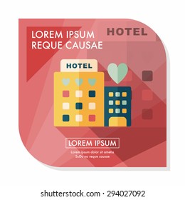 Valentine's day hotel flat icon with long shadow,eps10