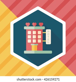 Valentine's day hotel flat icon with long shadow,eps10