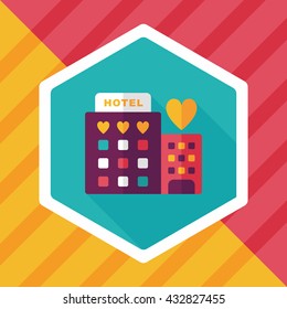Valentine's day hotel flat icon with long shadow,eps10