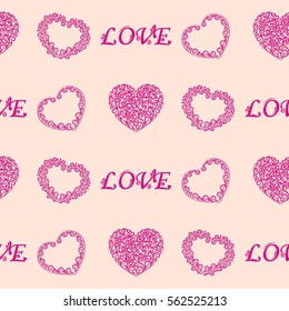 Valentine's Day, the human heart, love Background texture.  Endless abstract pattern.