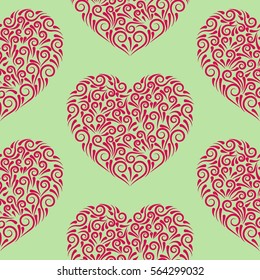 Valentine's Day, the human heart, love Background texture.  Endless abstract pattern.