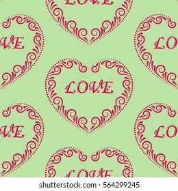 Valentine's Day, the human heart, love Background texture.  Endless abstract pattern.