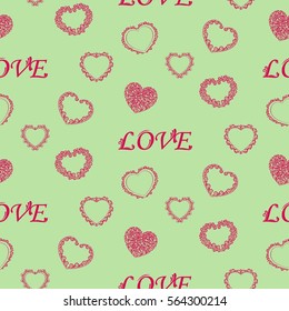 Valentine's Day, the human heart, love Background texture.  Endless abstract pattern.