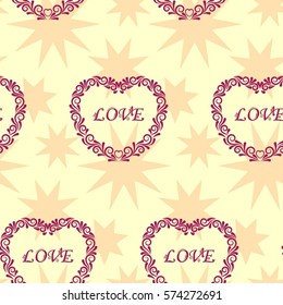 Valentine's Day, the human heart, love Background texture.  Endless abstract pattern.