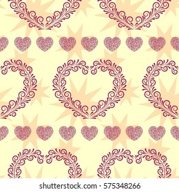 Valentine's Day, the human heart, love Background texture.  Endless abstract pattern.