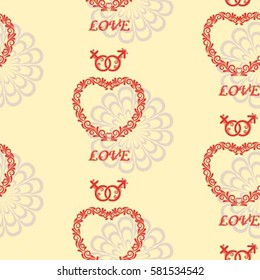 Valentine's Day, the human heart, love Background texture.  Endless abstract pattern.