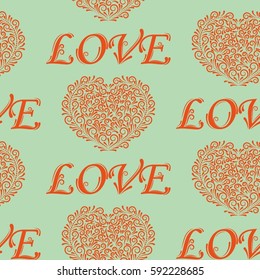 Valentine's Day, the human heart, love Background texture.  Endless abstract pattern.