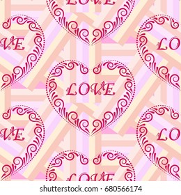 Valentine's Day, the human heart, love Background texture.  Endless abstract pattern.