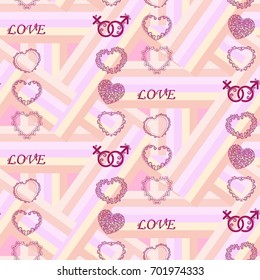 Valentine's Day, the human heart, love Background texture.  Endless abstract pattern.