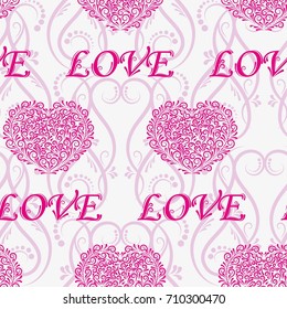 Valentine's Day, the human heart, love Background texture.  Endless abstract pattern.