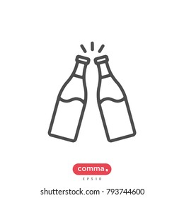 Valentine's day icon, champagne vector, celebrity symbol.
