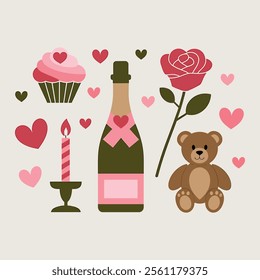 Valentine's Day Icon Collection - Isolated Vector Set on White Background