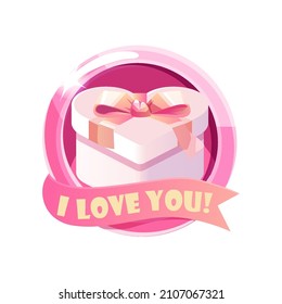 Icono de San Valentín regalo, caja con declaración de amor.