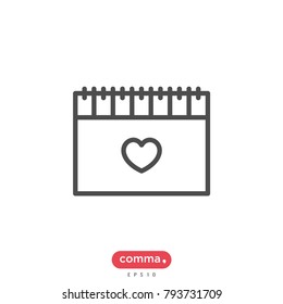 Valentine's day icon, heart vector, love symbol.