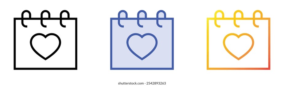 valentines day icon. Linear, Blue Fill and Gradient Style Design Isolated On White Background