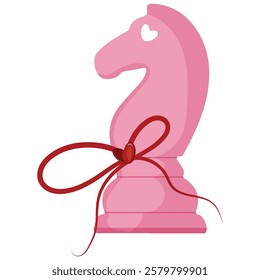 Valentine's Day icon, namely a pink horse chess piece, for poster or card designs