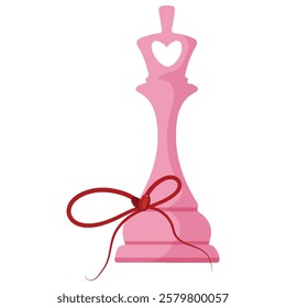 Valentine's Day icon, namely a pink king chess piece, for poster or card designs