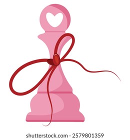 Valentine's Day icon, namely a pink pawn chess piece, for poster or card designs