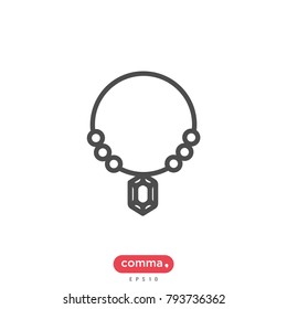 Valentine's day icon, necklace vector, diamond symbol.