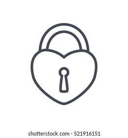 Valentines Day Icon outlined Line Heart Lock