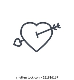 Valentines Day Icon outlined Line Heart Arrow