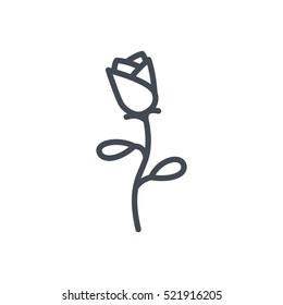 Valentines Day Icon outlined Line Rose