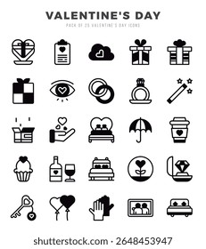 Valentines day icon pack estilo de preenchimento linear