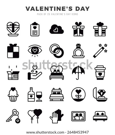 Valentines day icon pack lineal fill style
