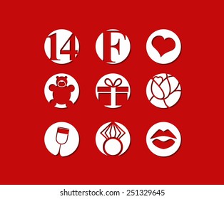 Valentine's day, icon set. 14 February
