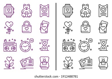 valentines day icon set collection