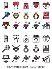 valentines day icon set collection