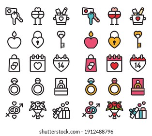 valentines day icon set collection