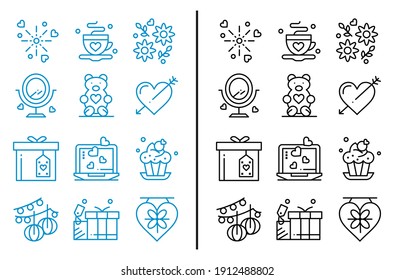 valentines day icon set collection