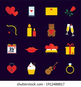 valentines day icon set collection