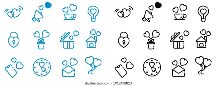 valentines day icon set collection