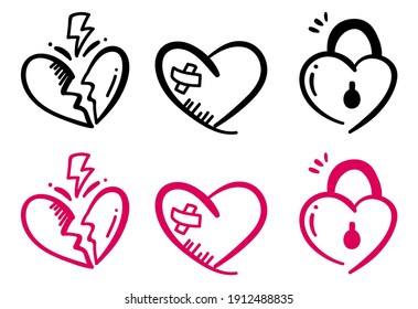 valentines day icon set collection