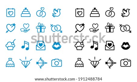 valentines day icon set collection