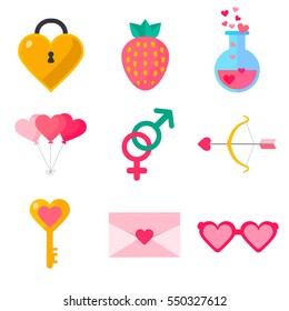 Valentines Day icon set illustration
