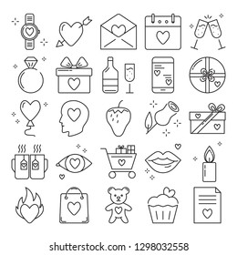 Valentines day icon set in line style