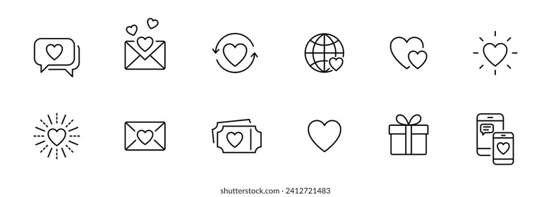 Valentines day icon set. Love, nubes stickers icon. Romance valentine sign collection