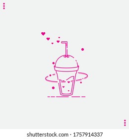 Valentine's day icon set with pink heart design vector illustration