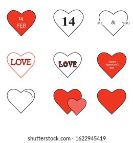 Valentines day icon set. Vector Illustration
