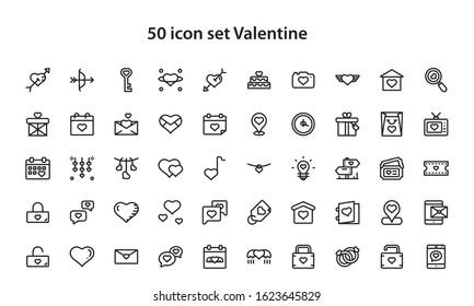 Valentine's day icon set vector